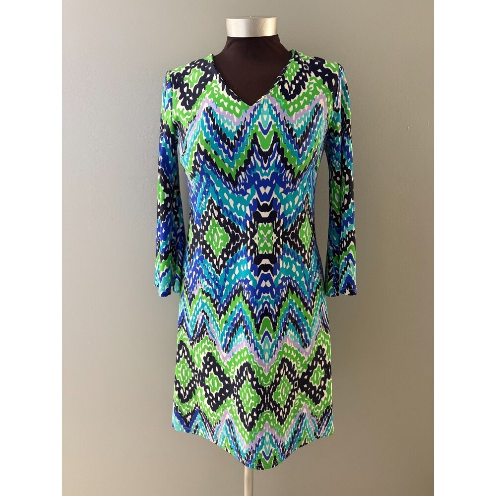 Jude Connally Lexi Dress Women XS Blue Green Ocean Waves Jude Cloth Beach